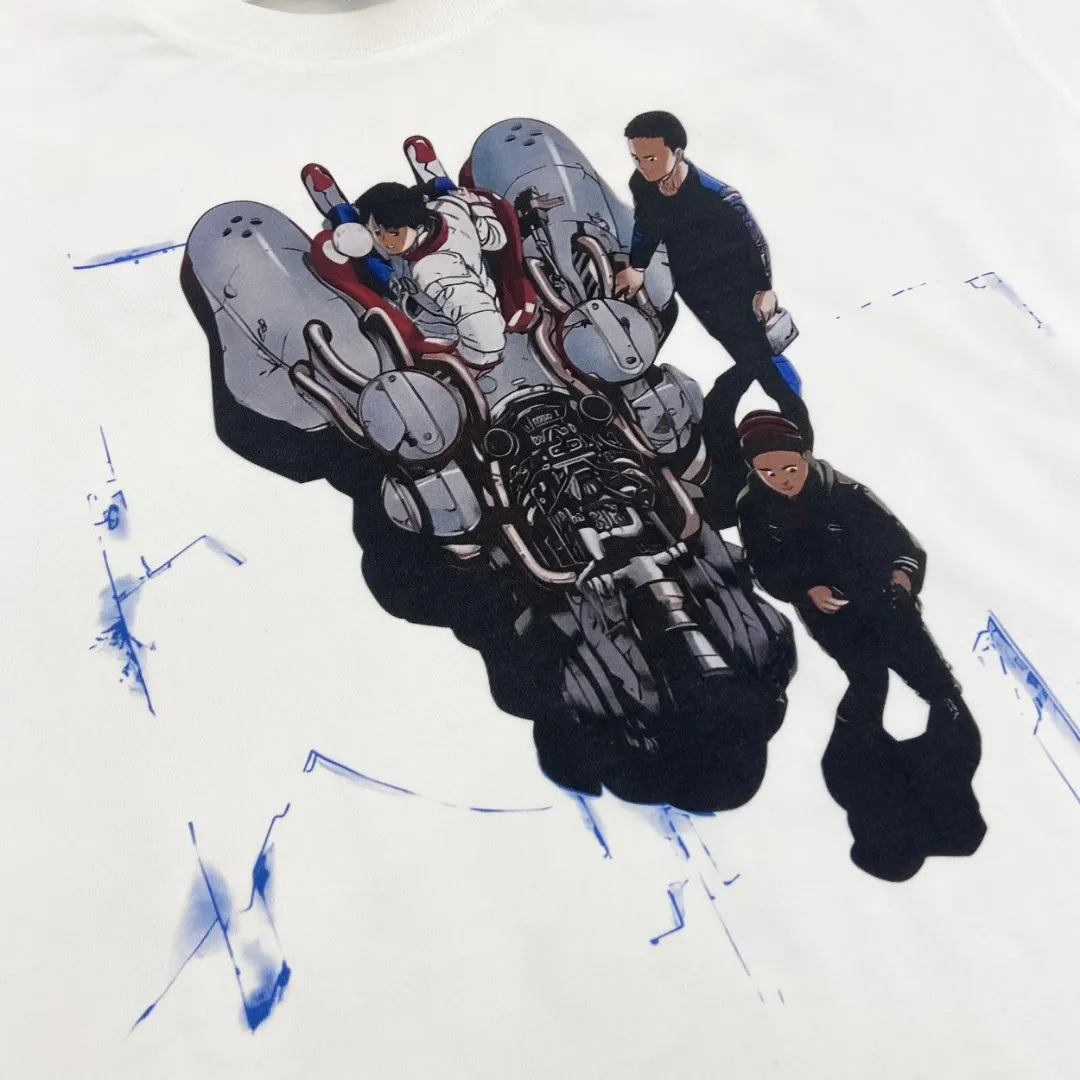 Saint Michael STA Akira Cyberpunk Cartoon Animation Print Retro Vintage Loose Short Sleeves Digital white ink direct injection, the fabric is breathable and the pattern is three-dimensional and clear. Fabric: Double yarn 240g Style number: S902 Size: S-M-L-XL Color: White Price: P110